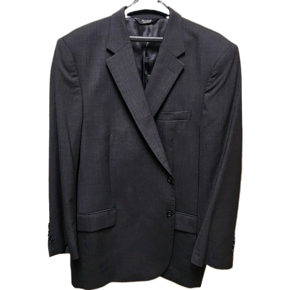 Jos. A. Bank Executive Suit Jacket Blazer 52 Regular 100% Wool Charcoal Gray